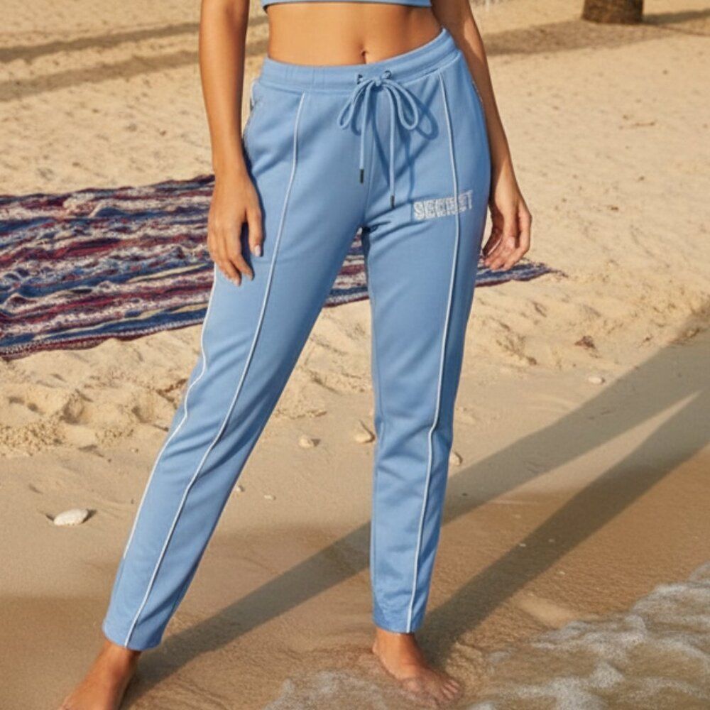 Secret Scientist Baby Blue Athletic Joggers Streetwear Zipper Pocket Pants Med